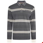 KAM Striped Rugby L/S Polo - charcoal